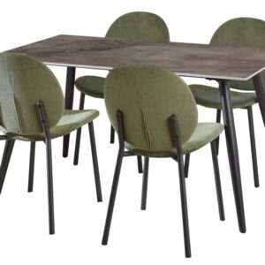 Actona Jídelní set Wicklow 140 cm šedý mramor/zelený