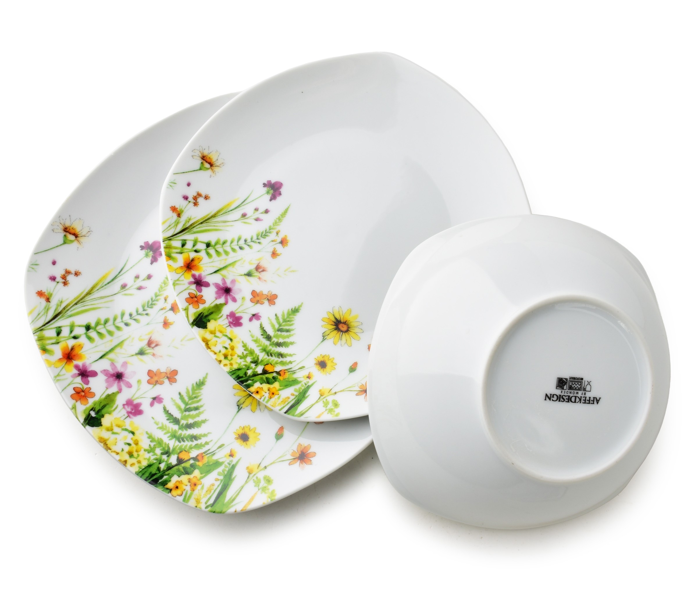 Affekdesign Porcelánová jídelní sada LEA Gelb 18 ks bílá/zelená - Obrázek 2