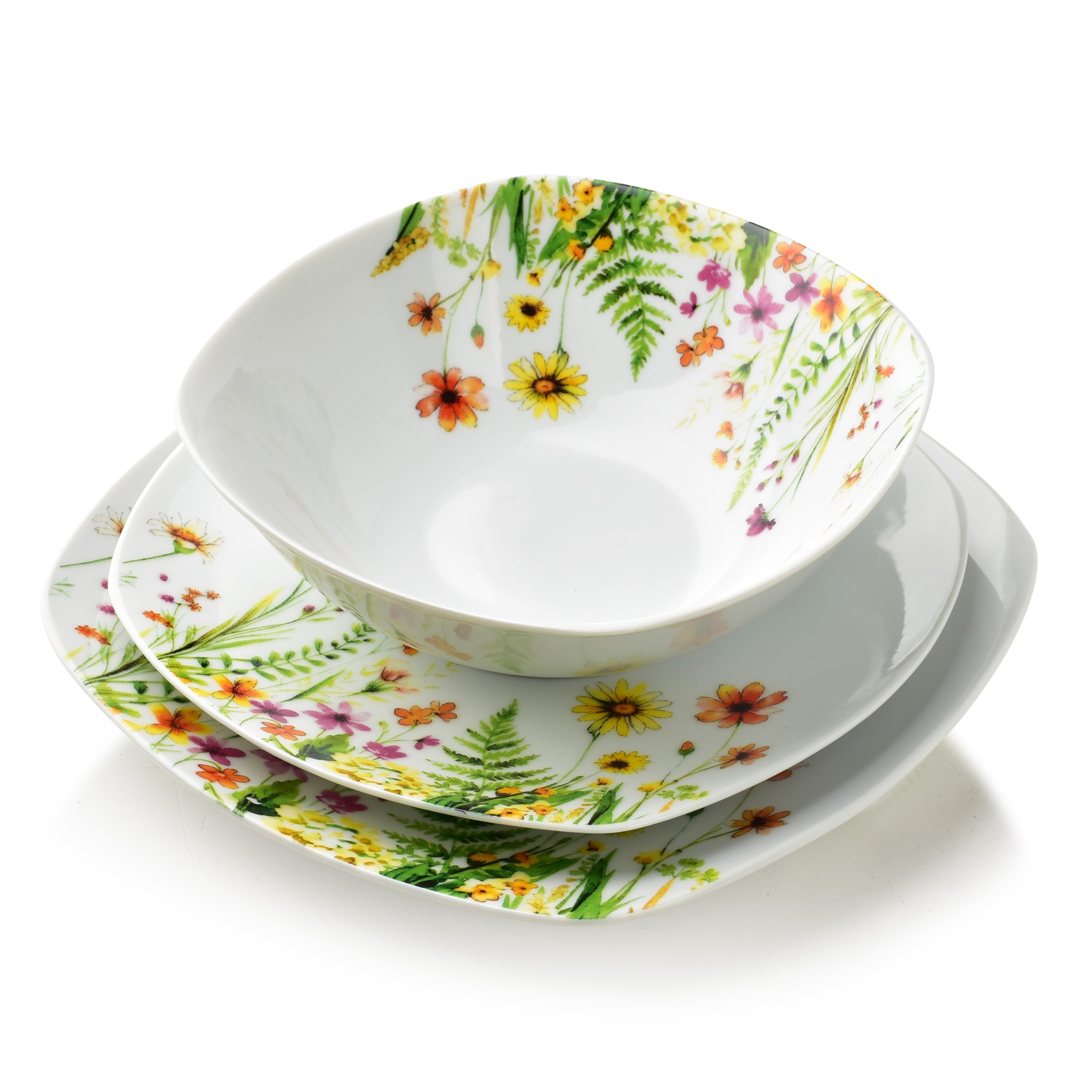 Affekdesign Porcelánová jídelní sada LEA Gelb 18 ks bílá/zelená