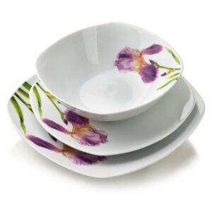 Affekdesign Porcelánová jídelní sada LEA Iris 18 ks bílá/fialová