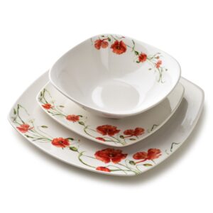 Affekdesign Porcelánová jídelní sada LEA Poppy 18 ks bílá/červená