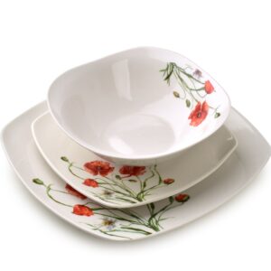 Affekdesign Porcelánová jídelní sada LEA Poppy II 18 ks bílá/červená