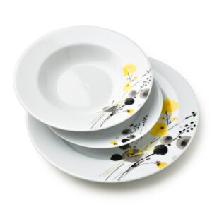 Affekdesign Porcelánová jídelní sada LEA Yellow 18 ks bílá/žlutá