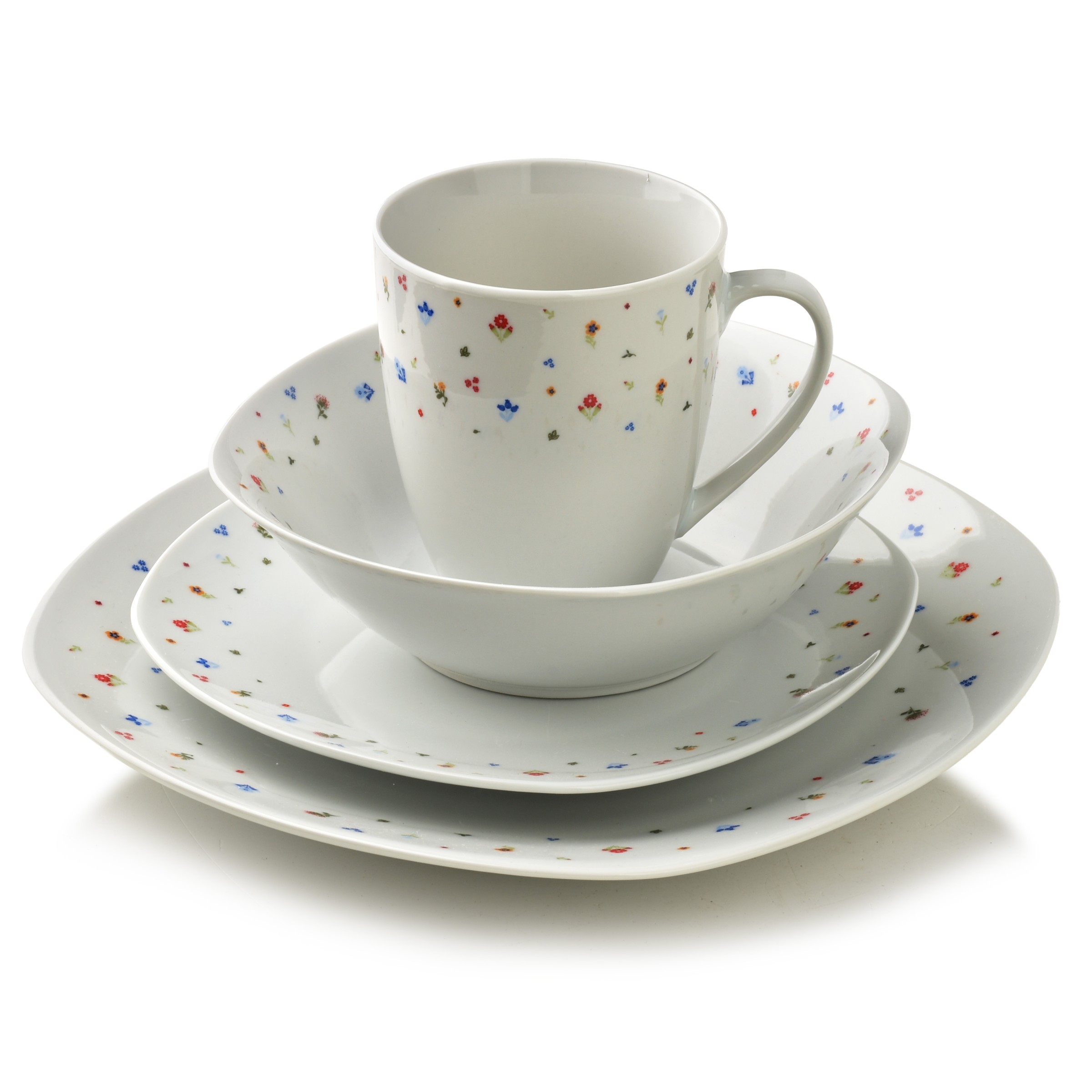 Affekdesign Porcelánová jídelní sada s hrníčkem LEA Mini 16 ks bílá/barevná