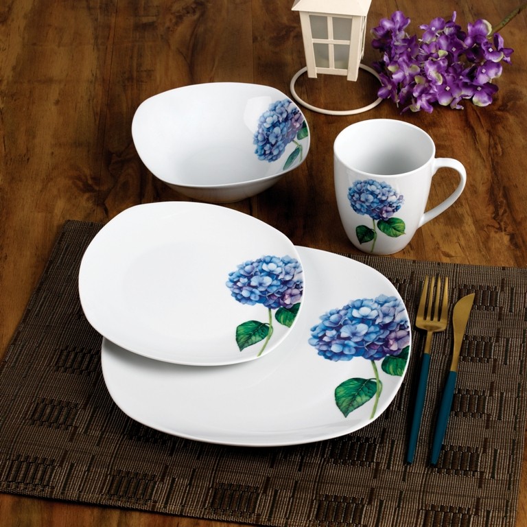 Affekdesign Porcelánová jídelní sada s hrníčkem LEA Purple 16 ks bílá/modrá - Obrázek 2