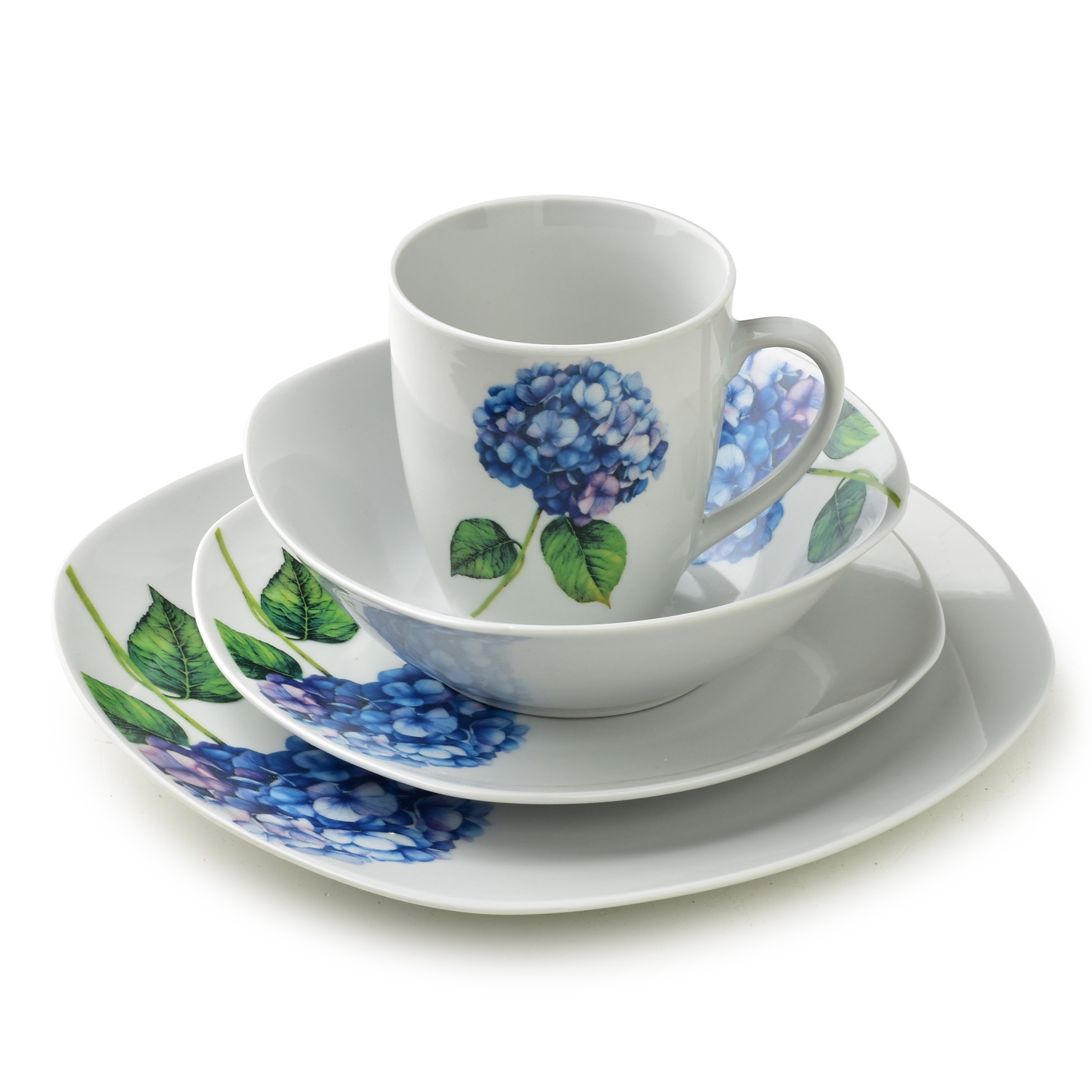 Affekdesign Porcelánová jídelní sada s hrníčkem LEA Purple 16 ks bílá/modrá