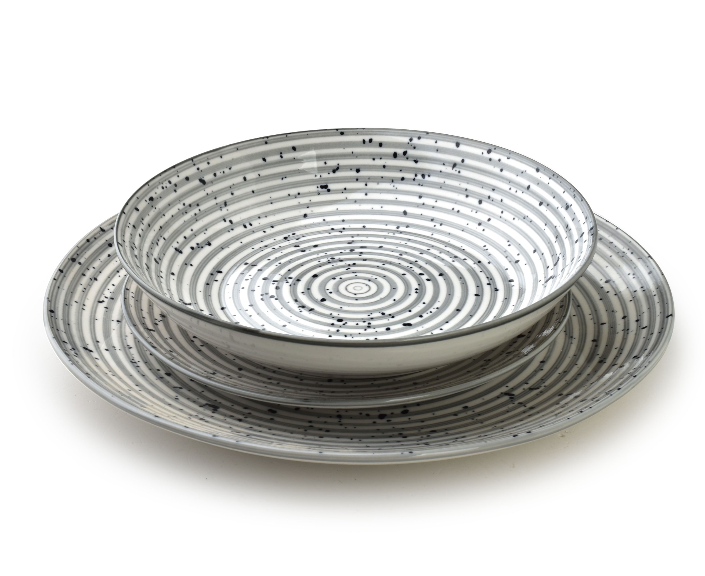 Affekdesign Porcelánová sada 18 ks STRIPES GREY šedá