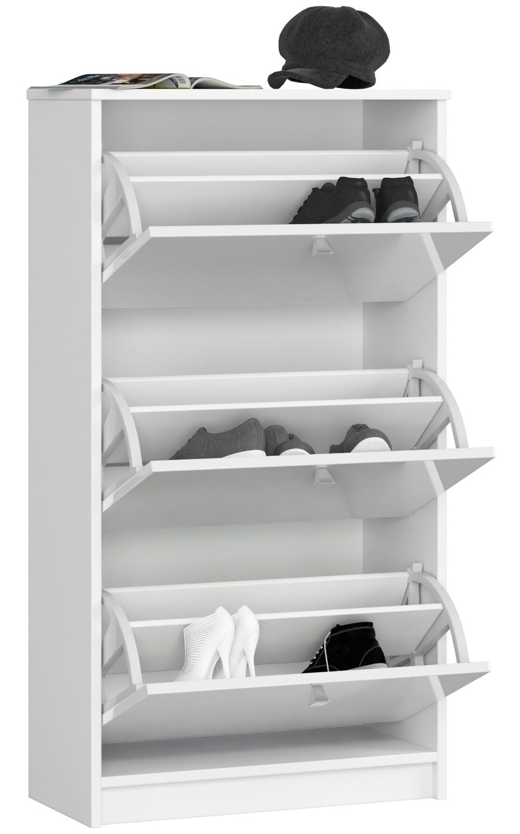 Ak furniture Botník Marienne 60 cm - 3 dvířka bílý lesk - Obrázek 2