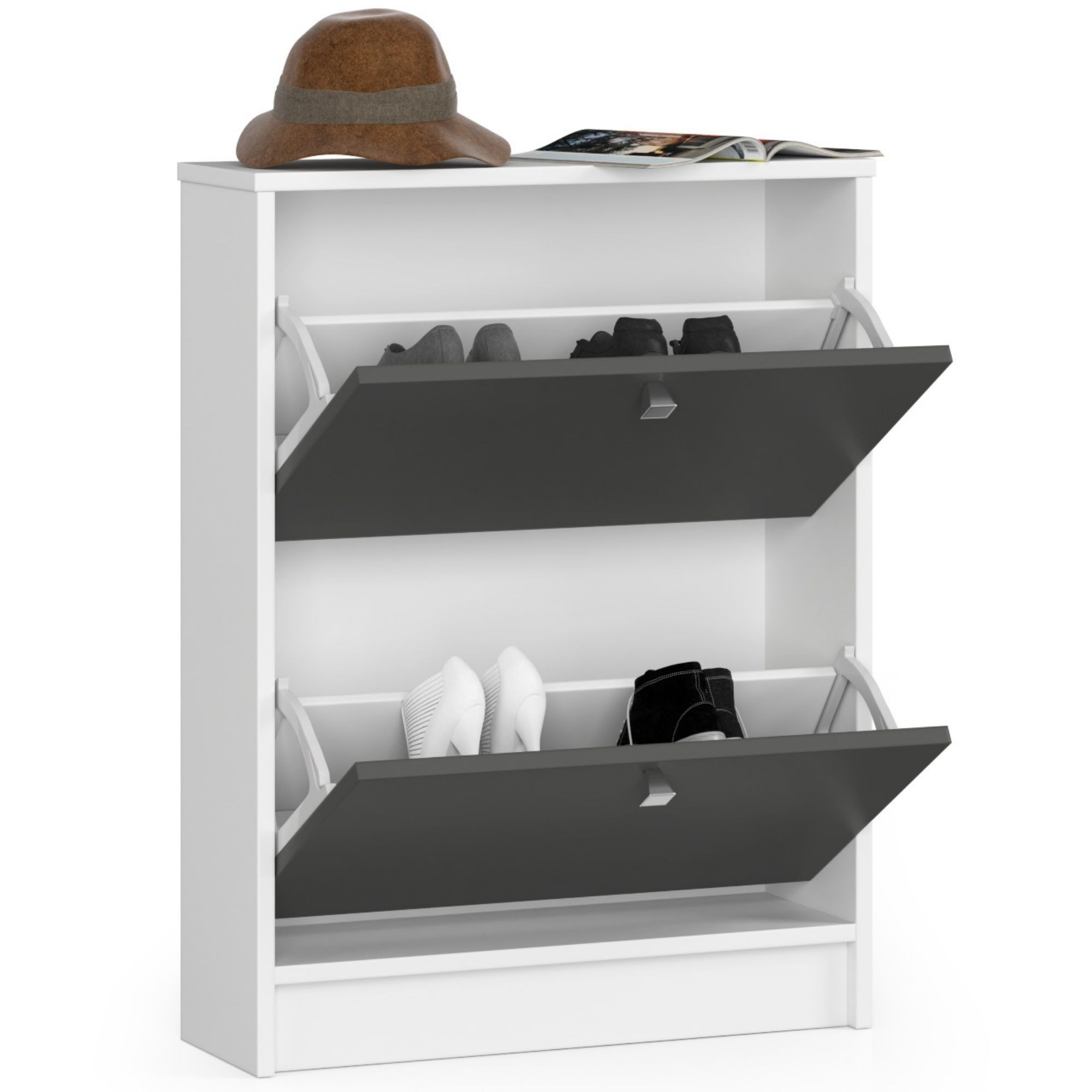 Ak furniture Botník Marienne 60 cm bílý/grafitový - Obrázek 2