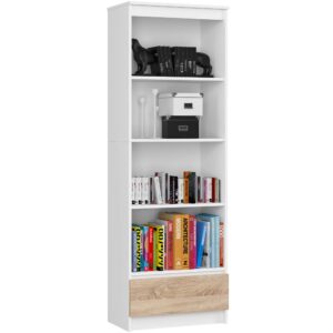 Ak furniture Kancelářský regál Rexa 60 cm 1 šuplík a 4 police bílý/sonoma