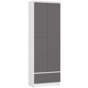 Ak furniture Knihovna R 60 cm CLP bílá/grafitová