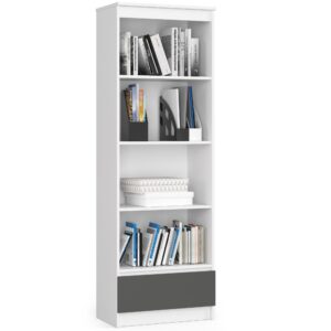 Ak furniture Knihovna R 60 cm bílá/grafitová