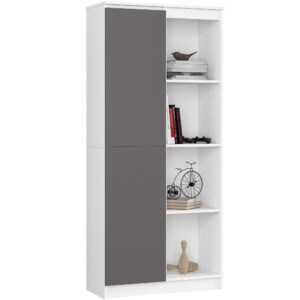Ak furniture Knihovna R 80 cm CLP bílá/grafitová