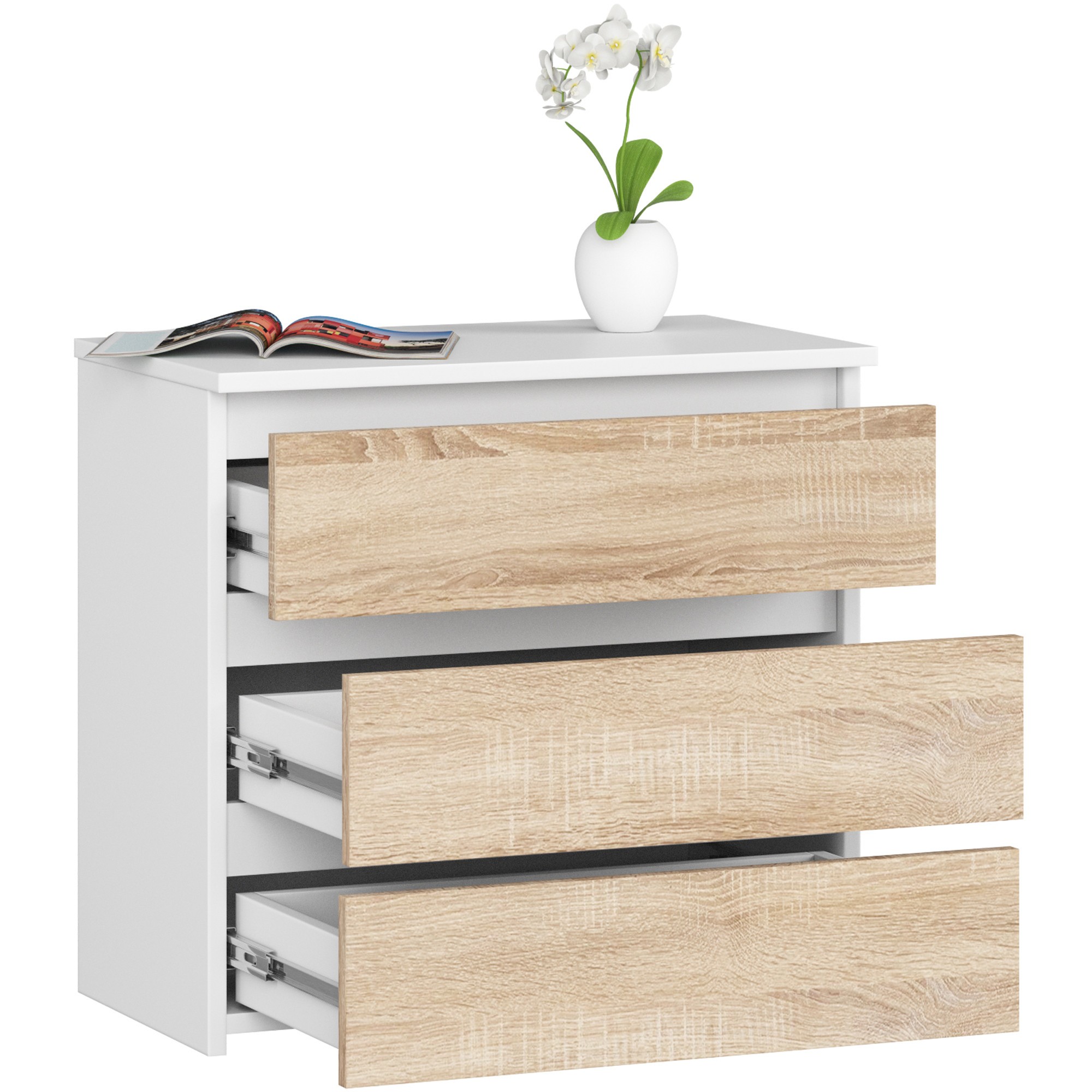 Ak furniture Komoda CL3 60 cm bílá/dub sonoma - Obrázek 2