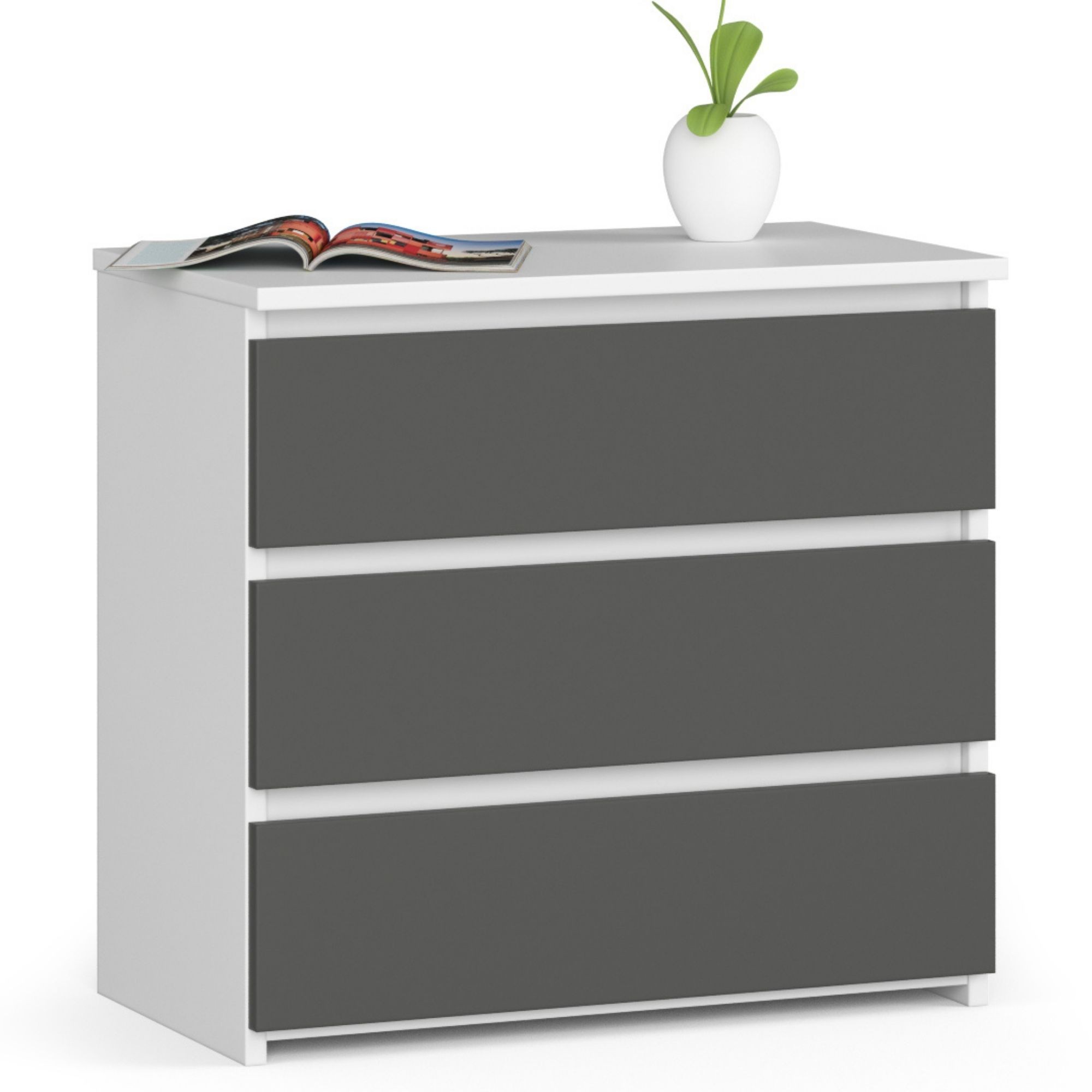 Ak furniture Komoda CL3 60 cm bílá/grafitově šedá