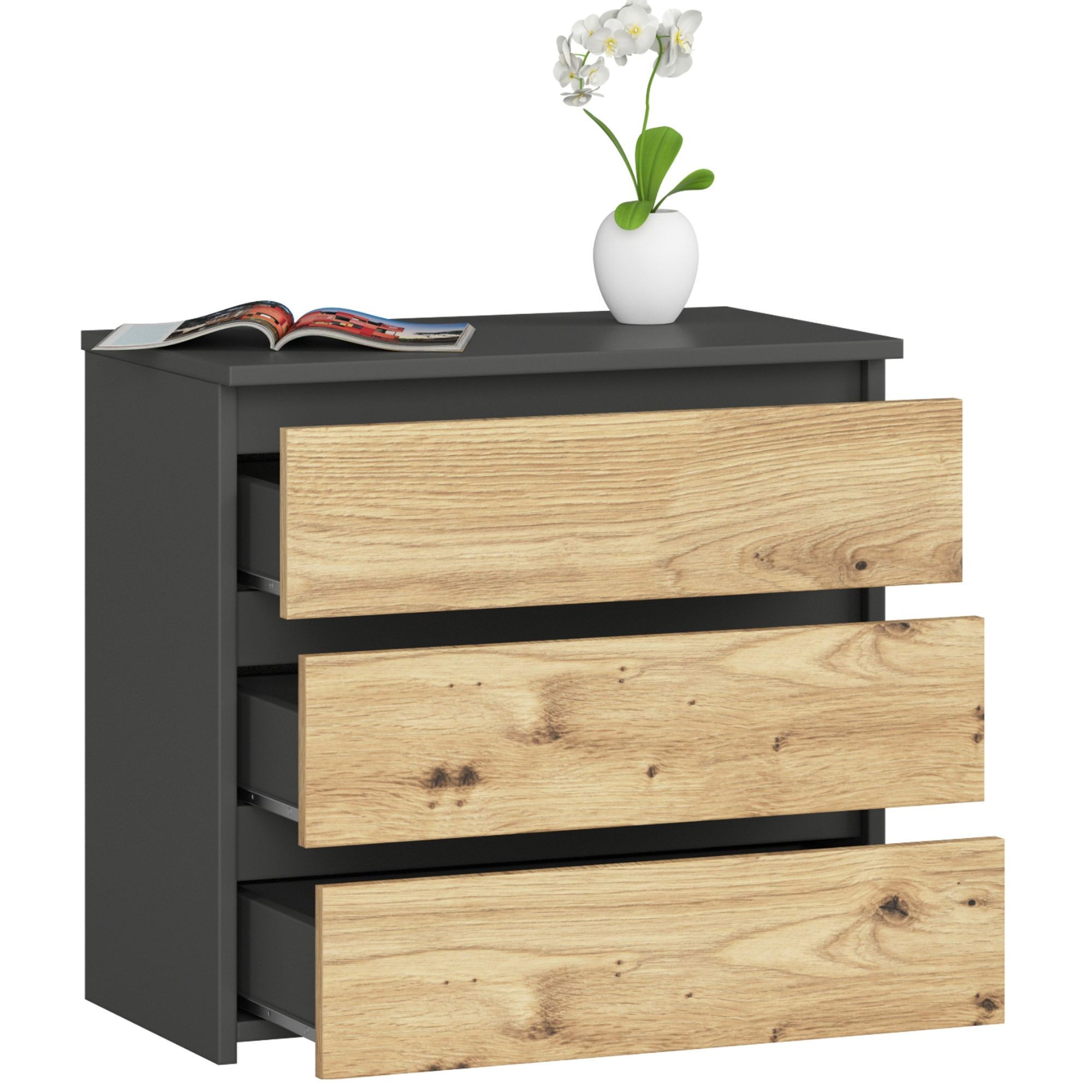Ak furniture Komoda CL3 60 cm grafitově šedá/dub artisan - Obrázek 2