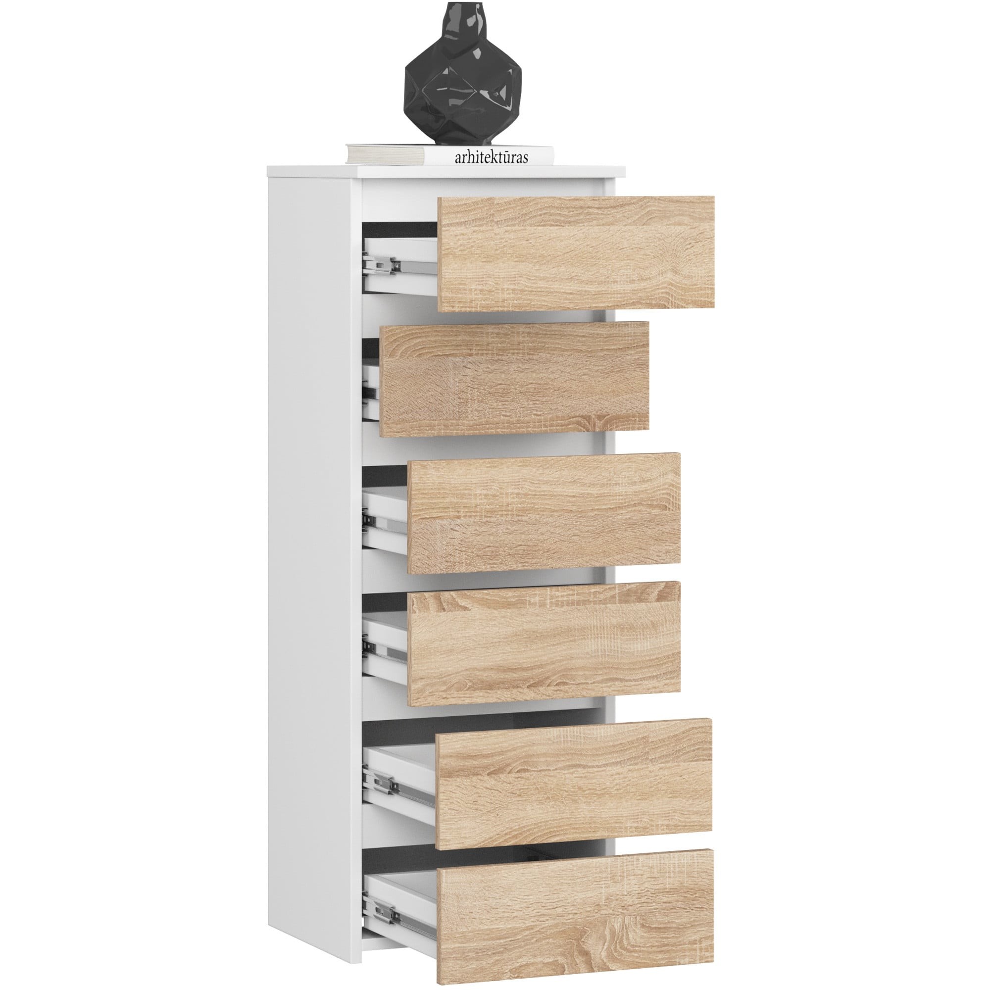 Ak furniture Komoda CL6 40 cm bílá/dub sonoma - Obrázek 2