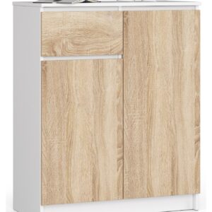Ak furniture Komoda Kiara 80 cm 2 skříňky a 1 šuplík bílá/dub sonoma