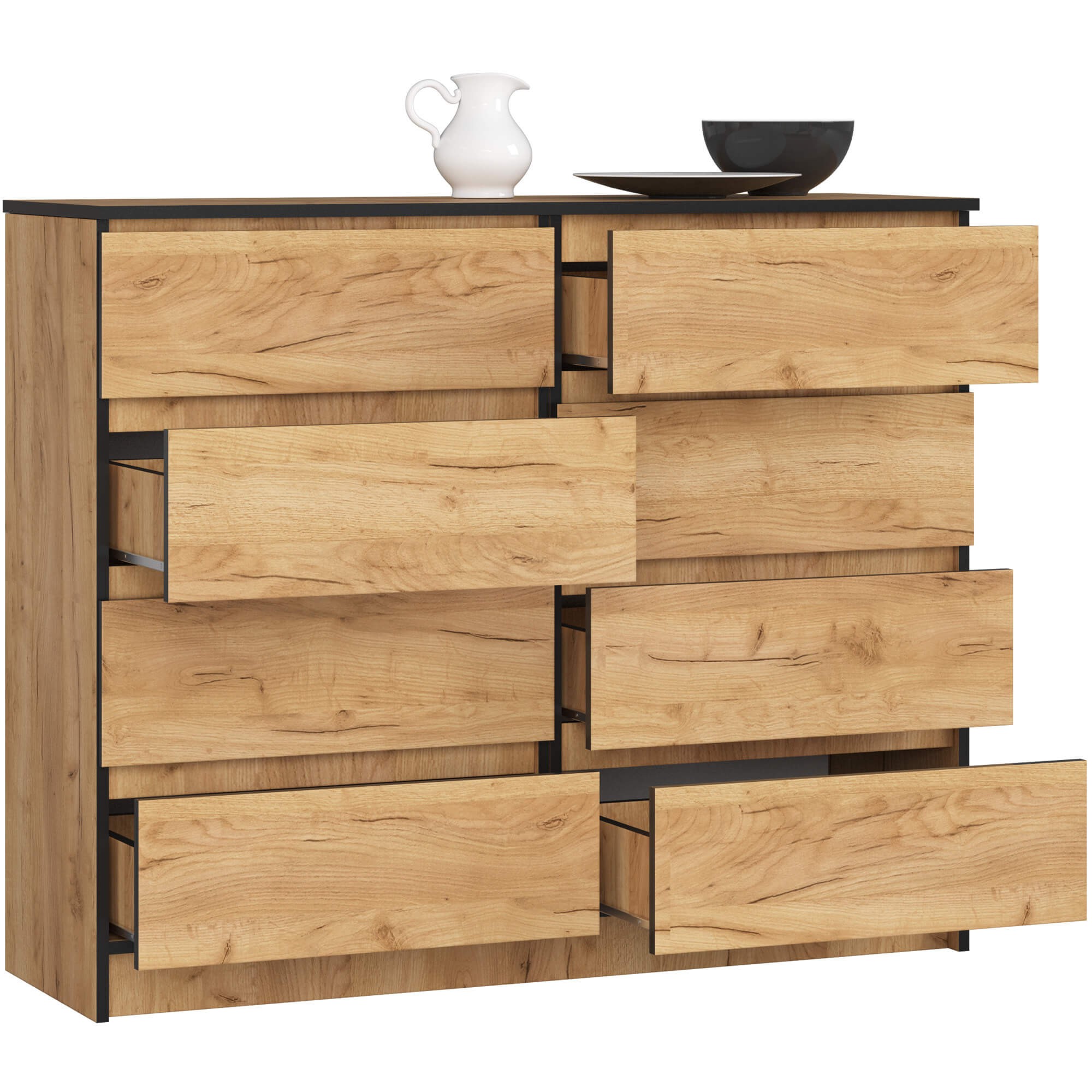 Ak furniture Komoda Kuba 120 cm 8 zásuvek dub craft zlatý - Obrázek 2