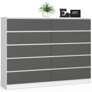 Ak furniture Komoda Kuba 160 cm 10 šuplíků bílá/grafitová
