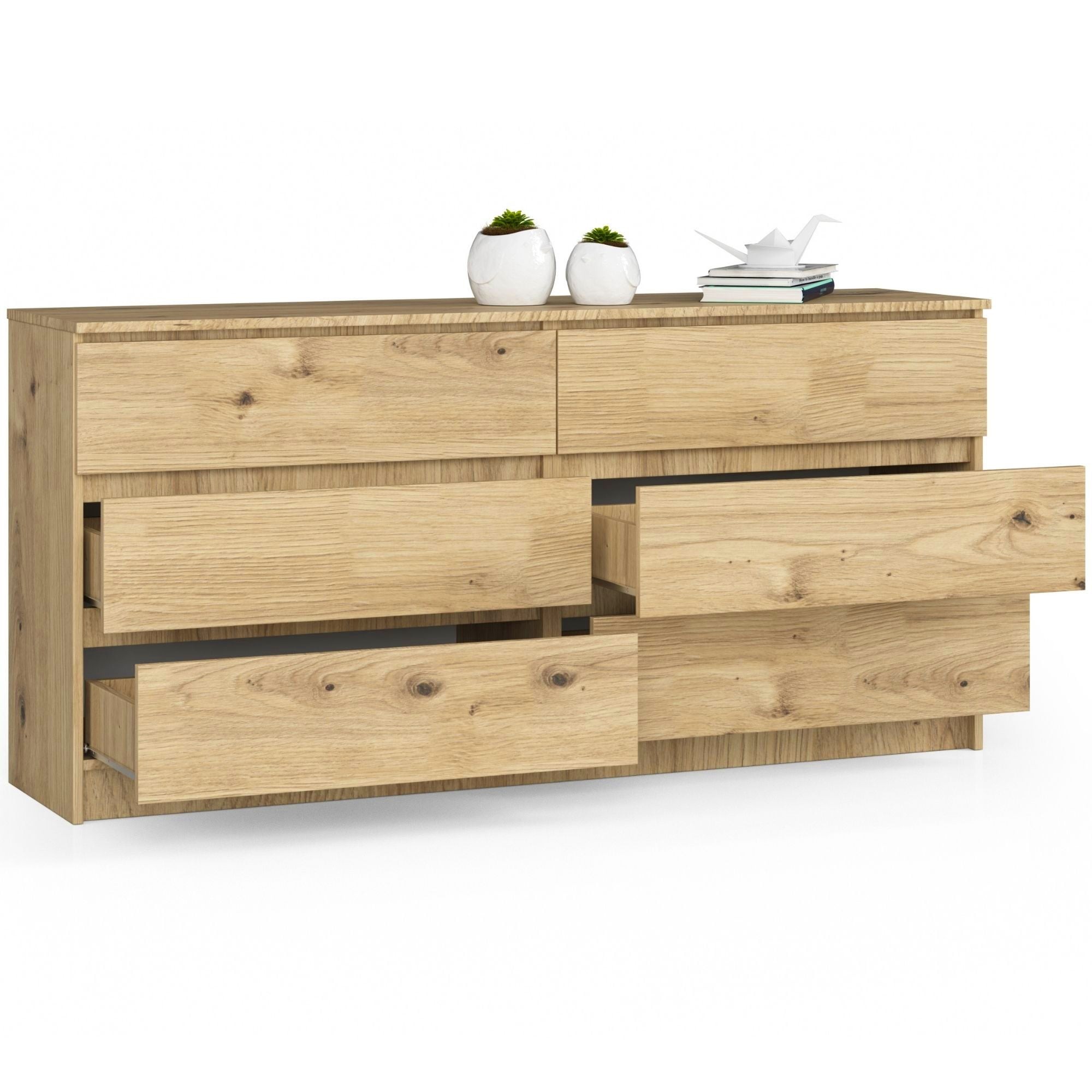 Ak furniture Komoda Kuba 160 cm 6 šuplíků dub artisan - Obrázek 2