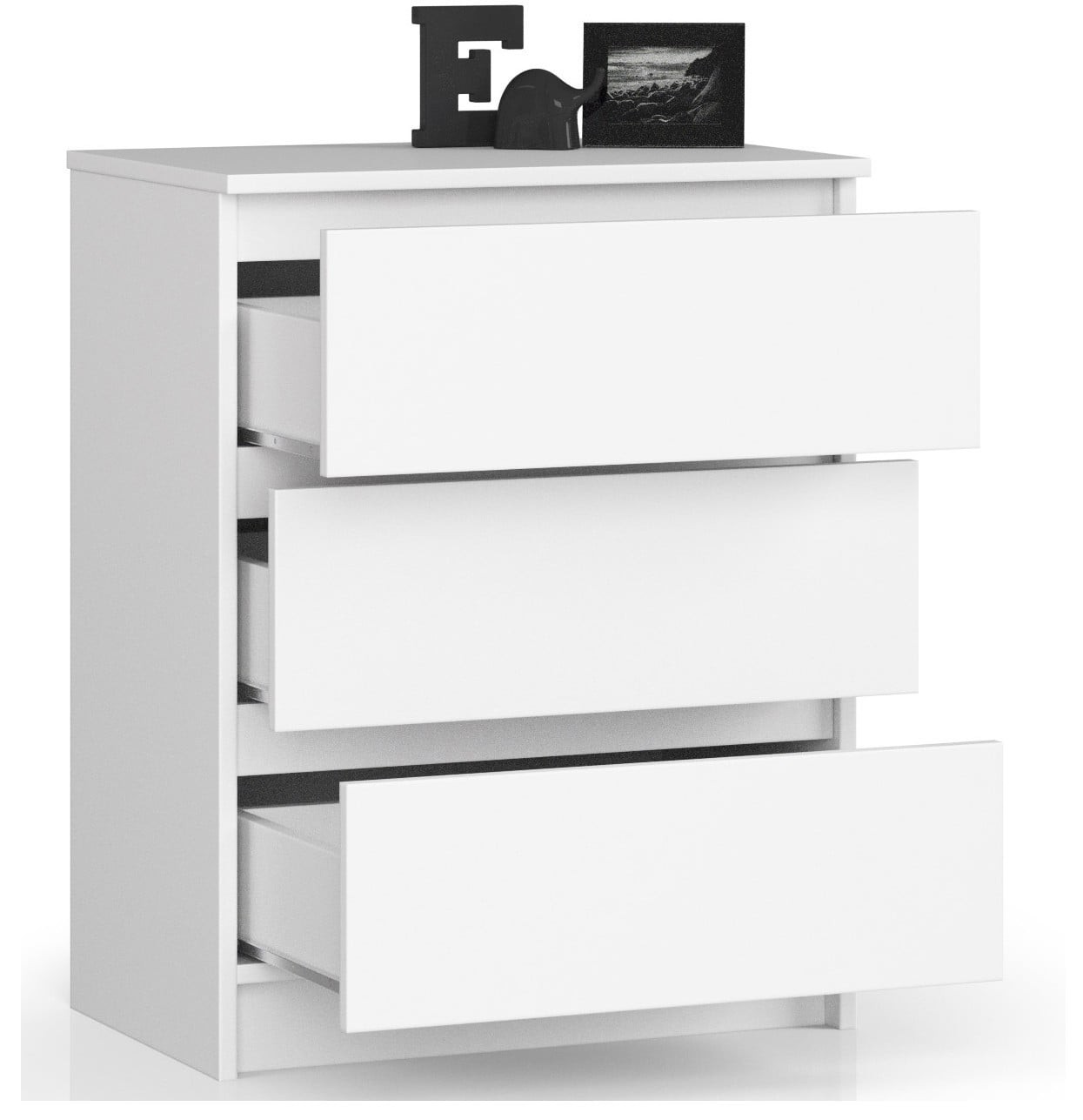 Ak furniture Komoda Kuba 60 cm - 3 šuplíky bílá - Obrázek 2