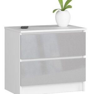 Ak furniture Komoda Liv 60 cm bílá/šedá lesklá