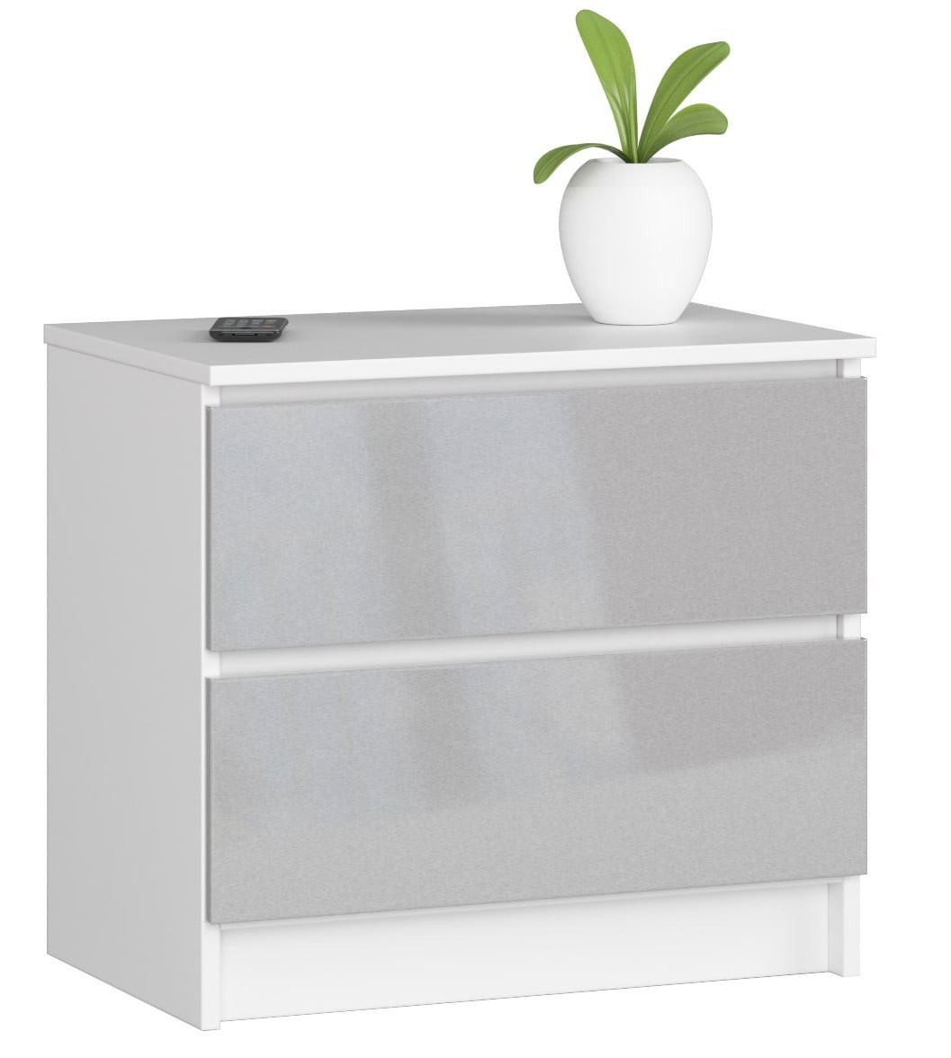 Ak furniture Komoda Liv 60 cm bílá/šedá lesklá