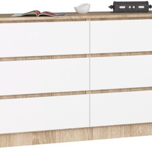 Ak furniture Komoda Rollo K 140 cm dub sonoma/bílá