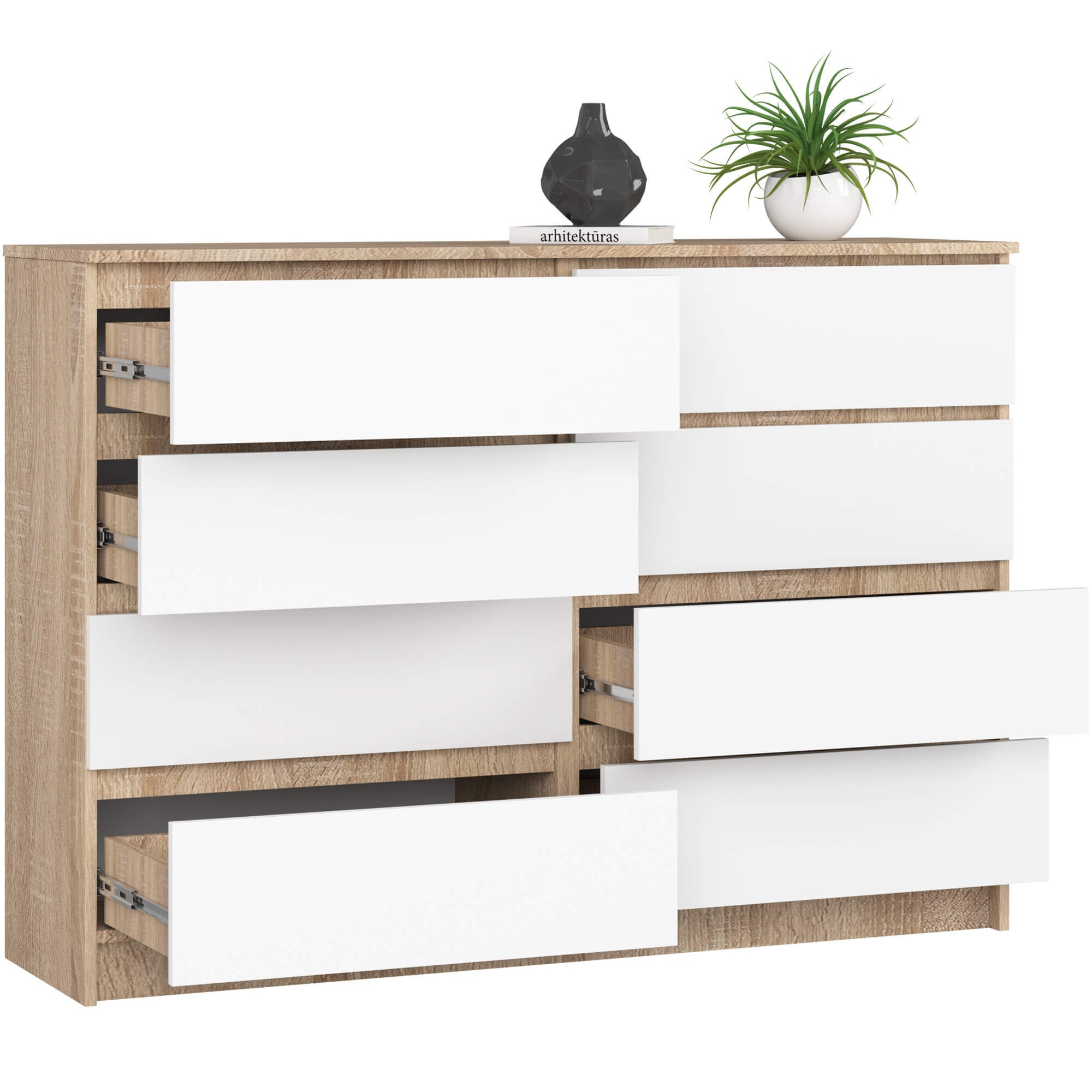 Ak furniture Komoda Rollo X 140 cm dub sonoma/bílá - Obrázek 2