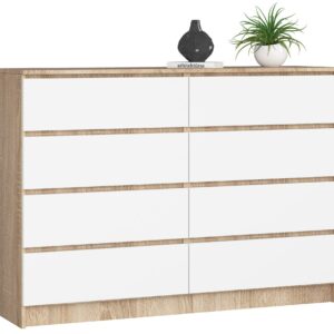 Ak furniture Komoda Rollo X 140 cm dub sonoma/bílá
