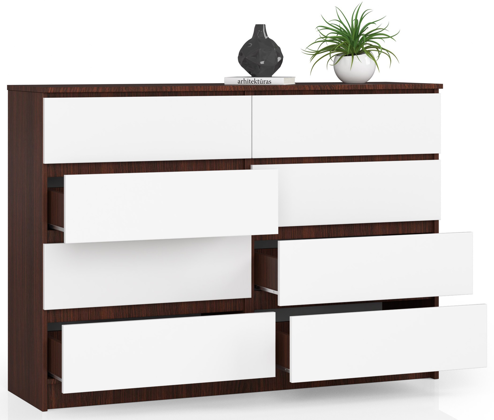 Ak furniture Komoda Rollo X 140 cm wenge/bílá - Obrázek 2