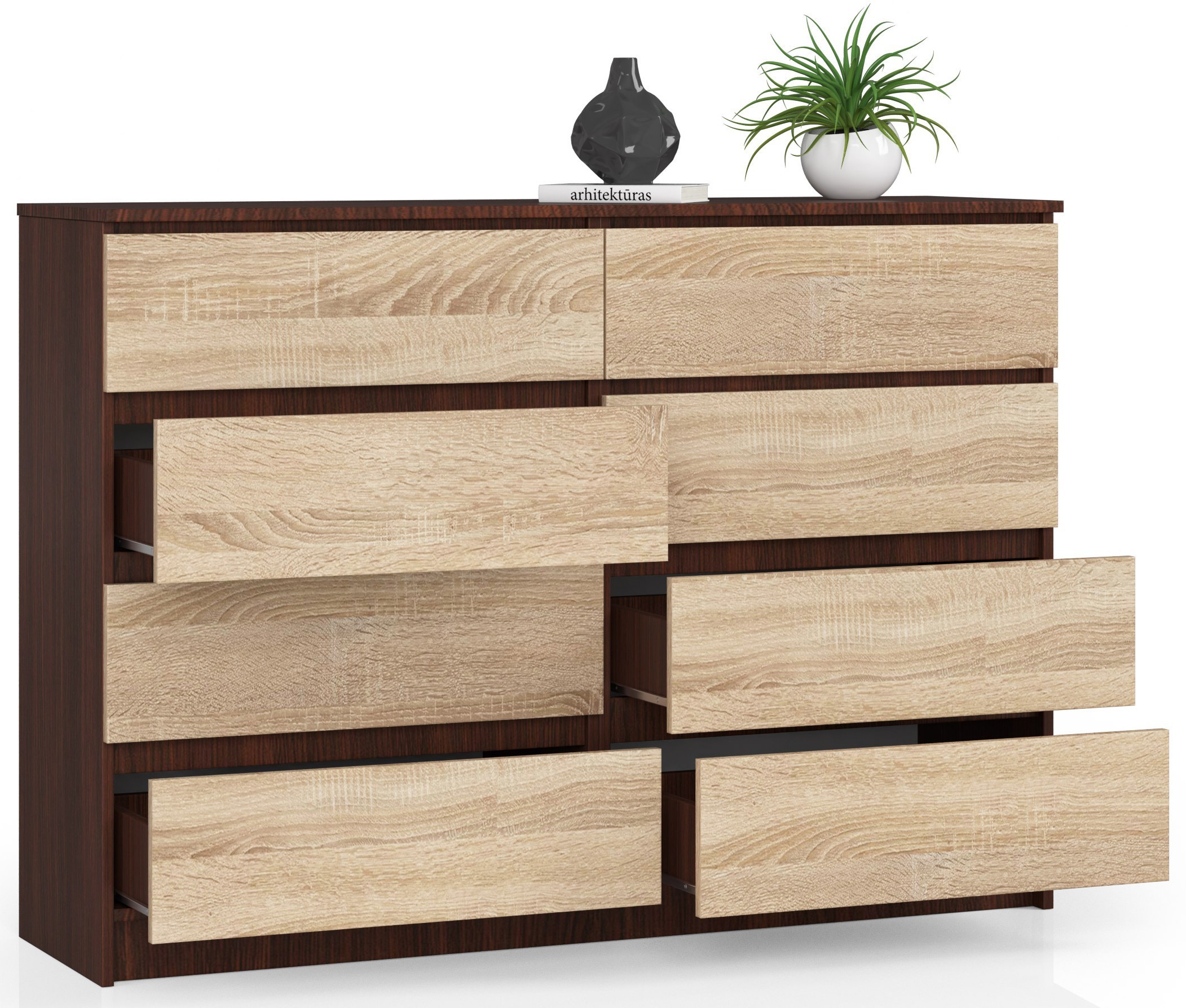 Ak furniture Komoda Rollo X 140 cm wenge/dub sonoma - Obrázek 2