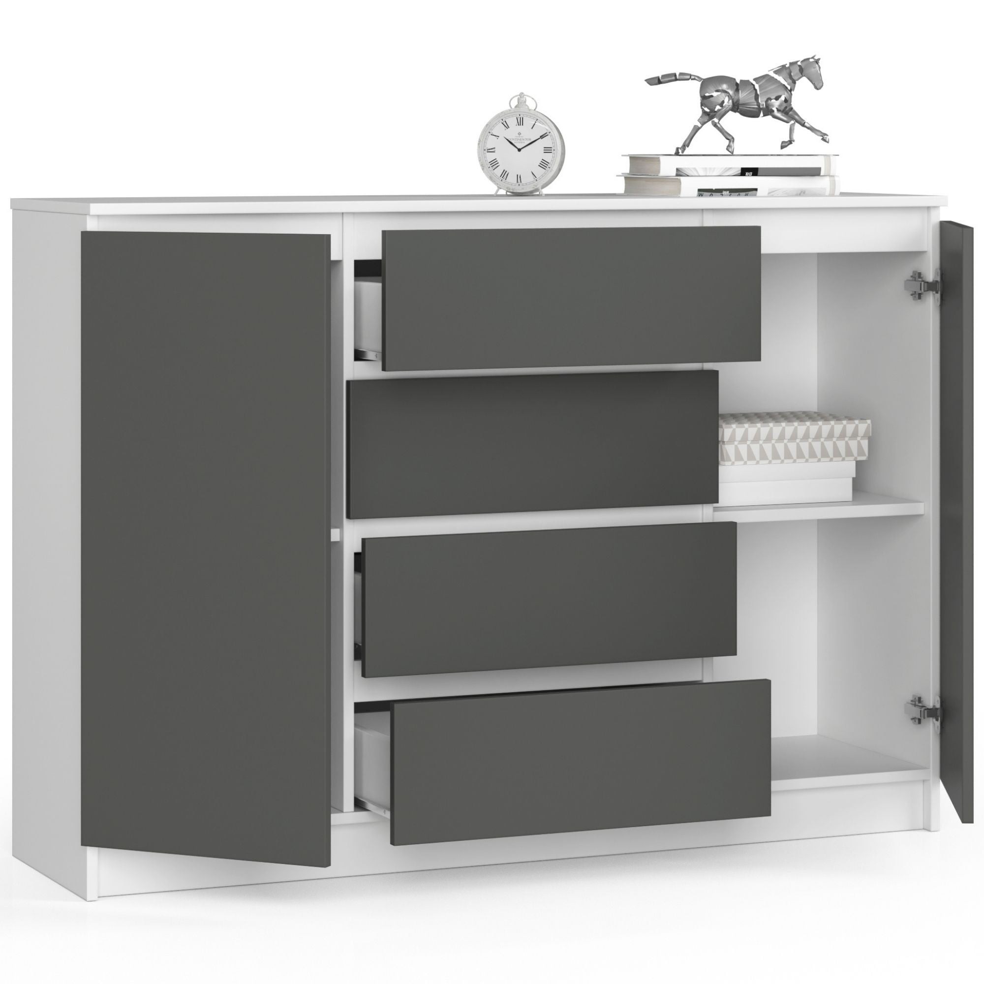 Ak furniture Komoda TOVE K 140 cm bílá/grafit - Obrázek 2