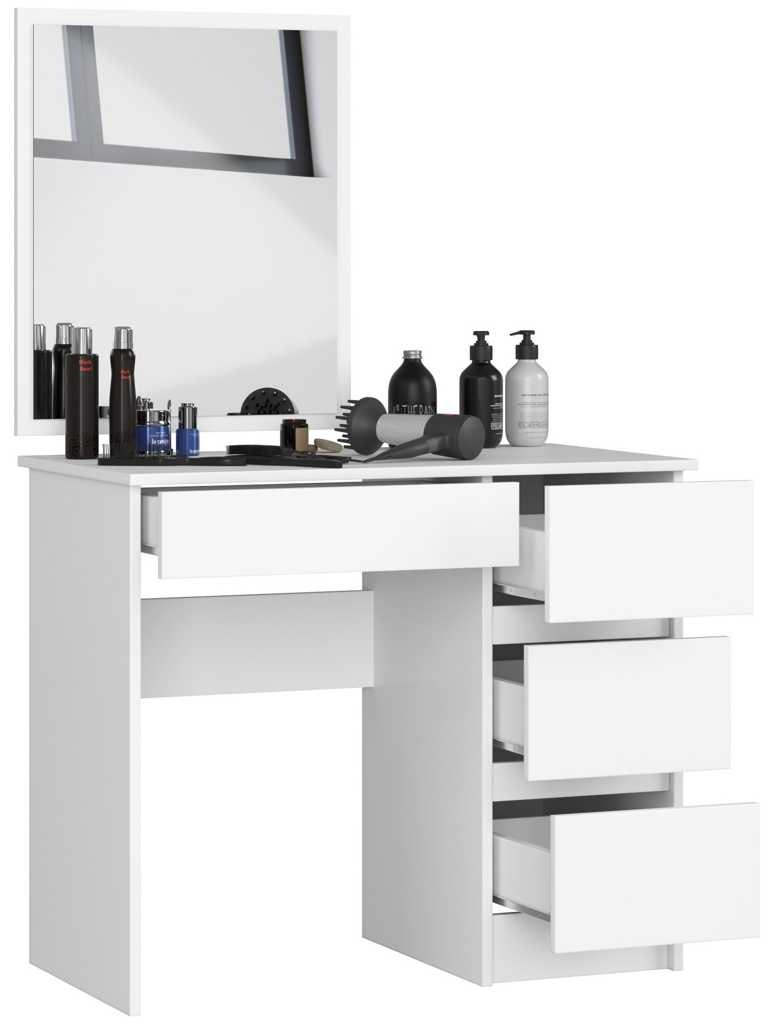 Ak furniture Kosmetický stolek se zrcadlem T-6 90x50 cm bílý pravý - Obrázek 2