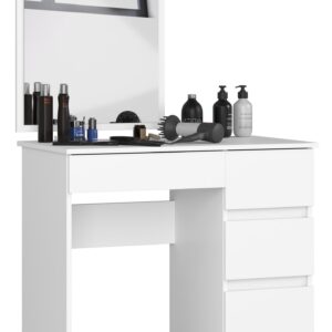 Ak furniture Kosmetický stolek se zrcadlem T-6 90x50 cm bílý pravý