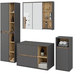 Ak furniture Koupelnová sestava VAMI II grafitově šedý/dub artisan
