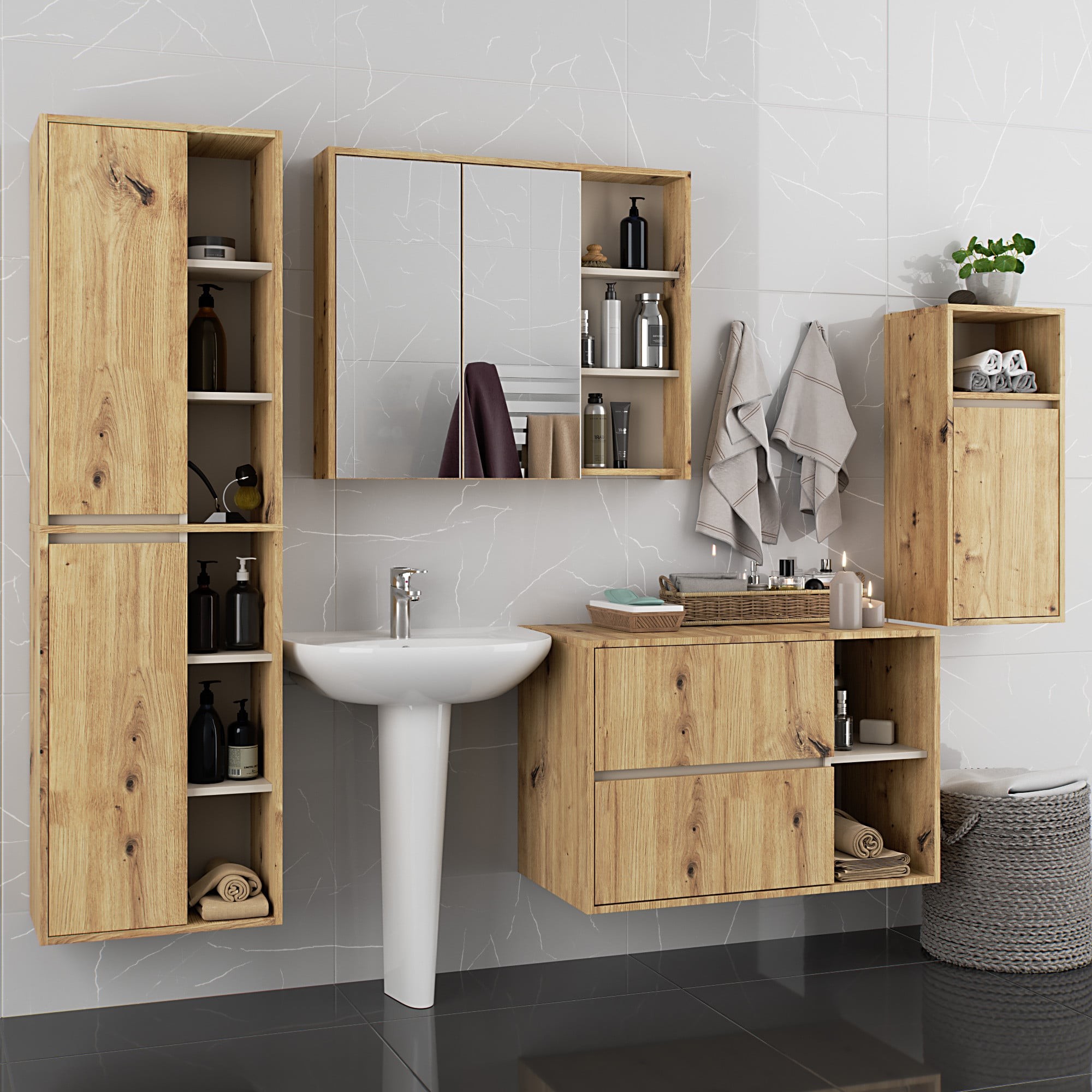 Ak furniture Koupelnová sestava VAMI dub artisan/kašmírová - Obrázek 2
