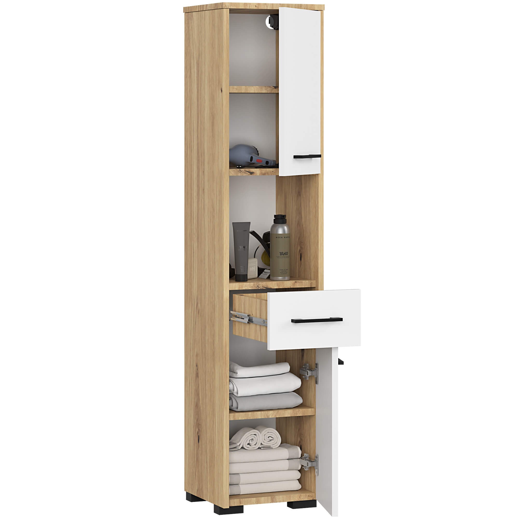 Ak furniture Koupelnová skříňka FIN II 30 cm dub artisan/blíá - Obrázek 2