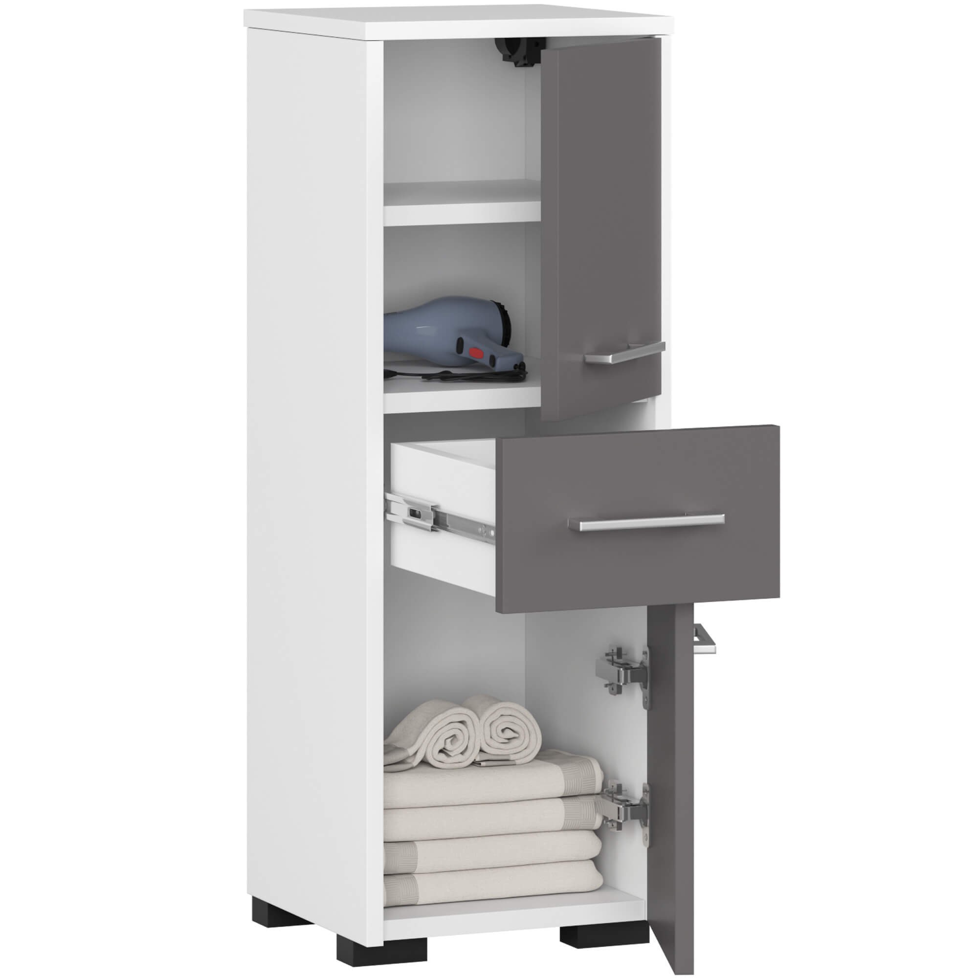 Ak furniture Koupelnová skříňka FIN bílá/grafitová - Obrázek 2