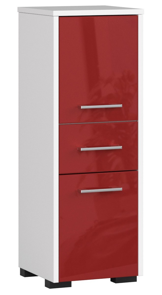 Ak furniture Koupelnová skříňka Fin bílá/červená lesk