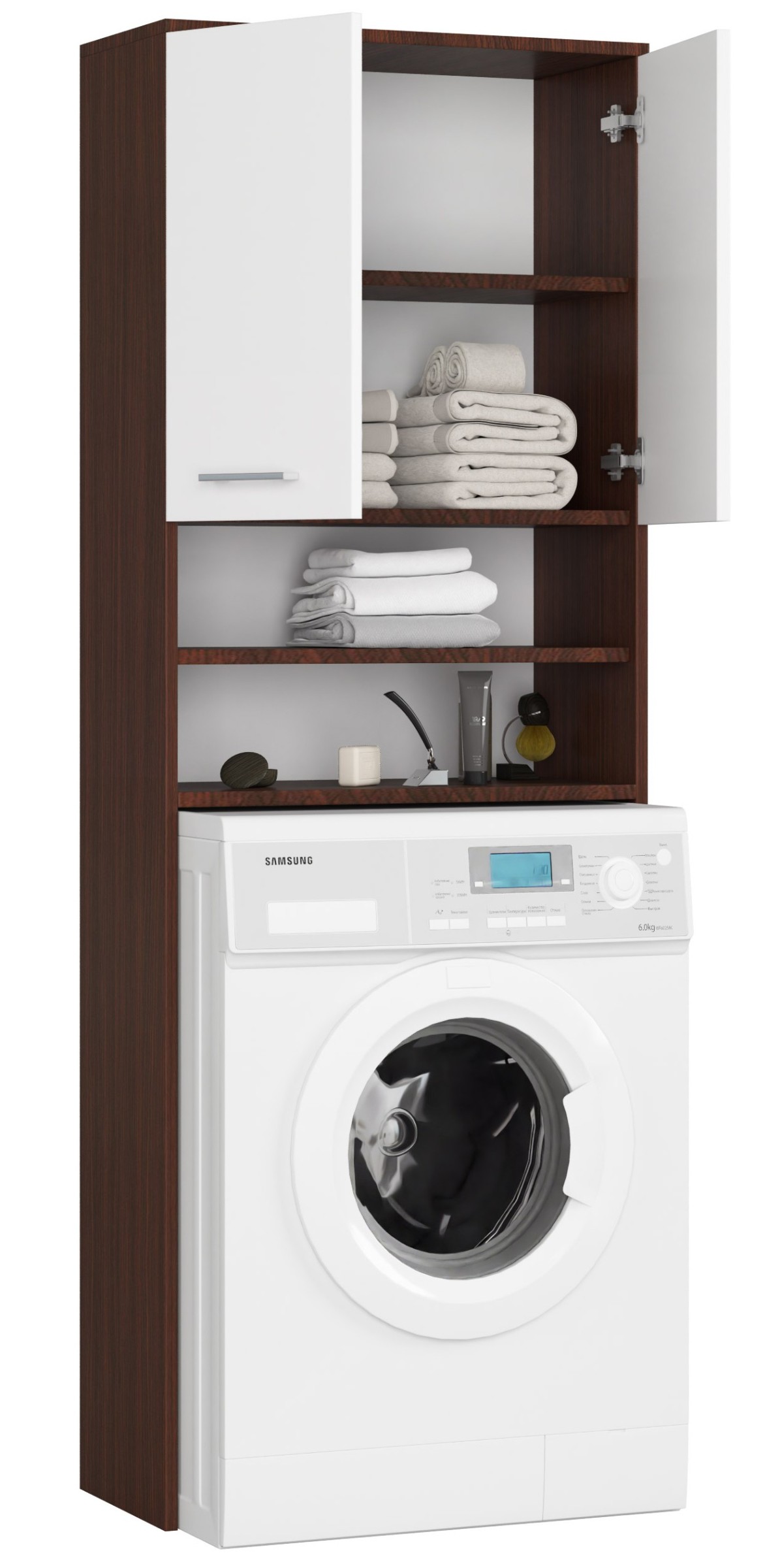 Ak furniture Koupelnová skříňka nad pračku Fin venge/bílá - Obrázek 2