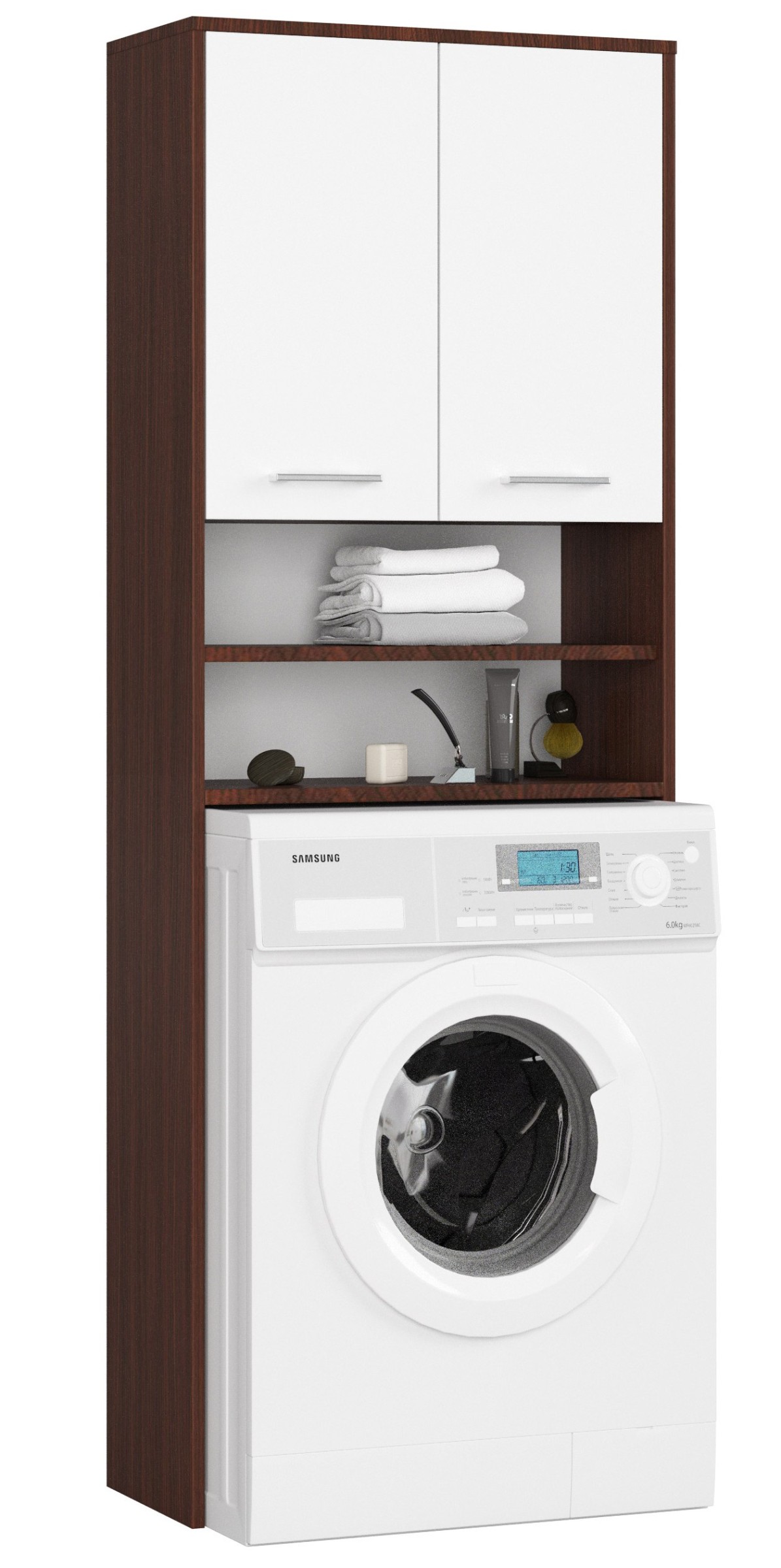 Ak furniture Koupelnová skříňka nad pračku Fin venge/bílá