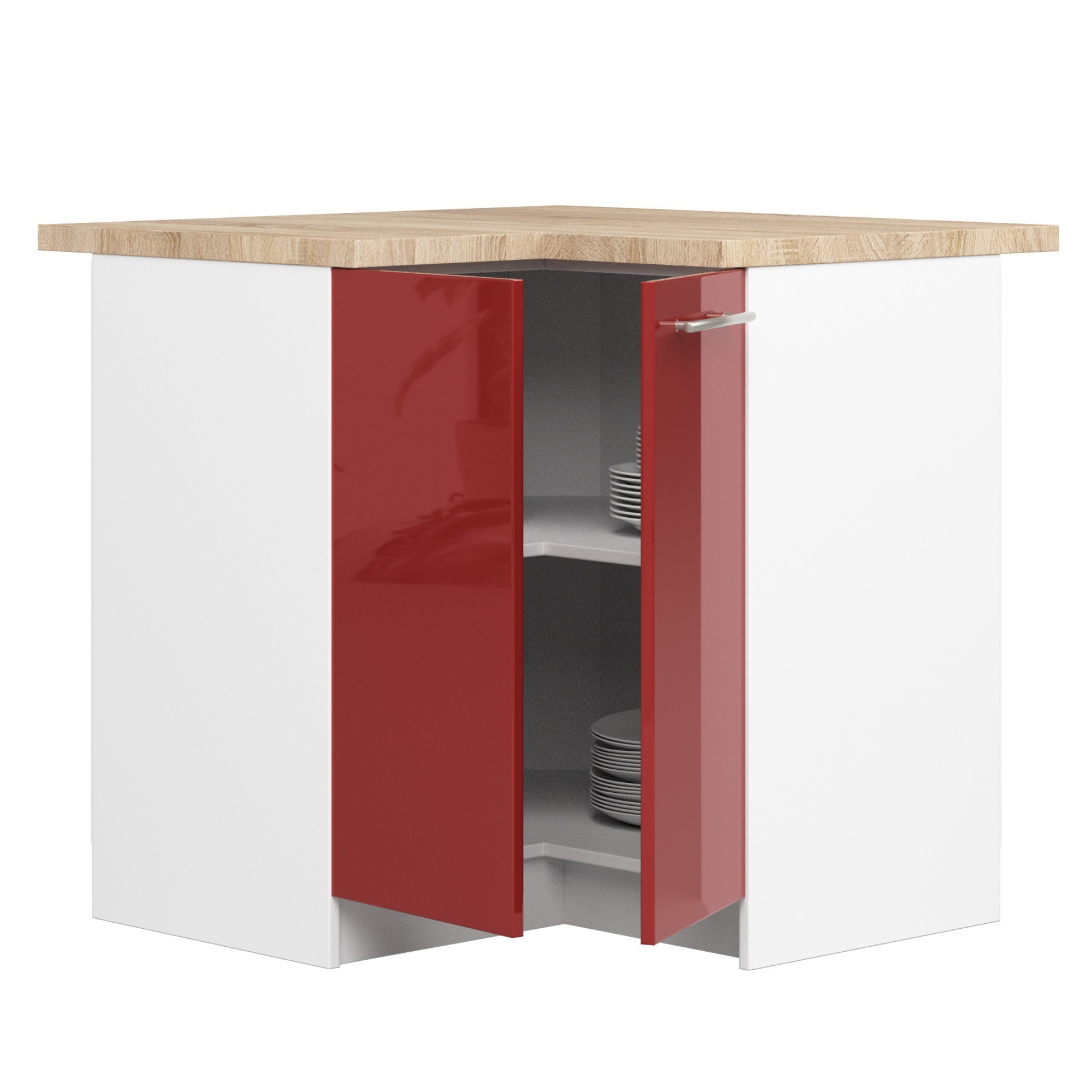 Ak furniture Kuchyňská rohová skříňka Olivie S 90 cm bílo-červená - Obrázek 2