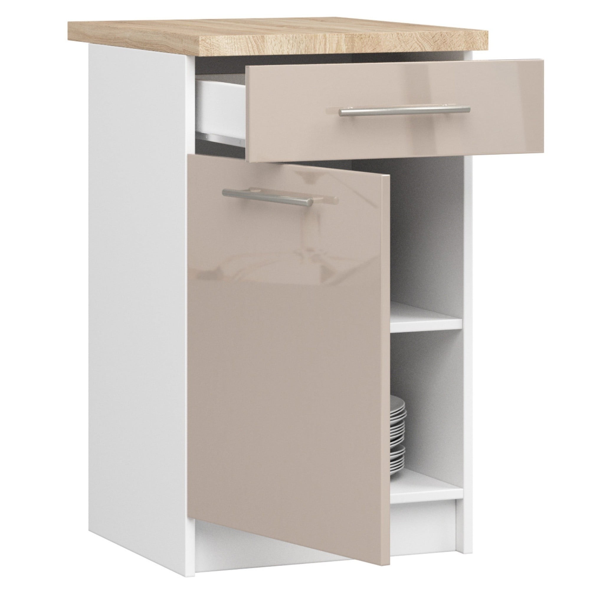 Ak furniture Kuchyňská skříňka Olivie S 50 cm 1D 1S bílá/cappuccino - Obrázek 2