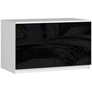 Ak furniture Nástavec na skříň Star 90 cm bílý/černý lesk