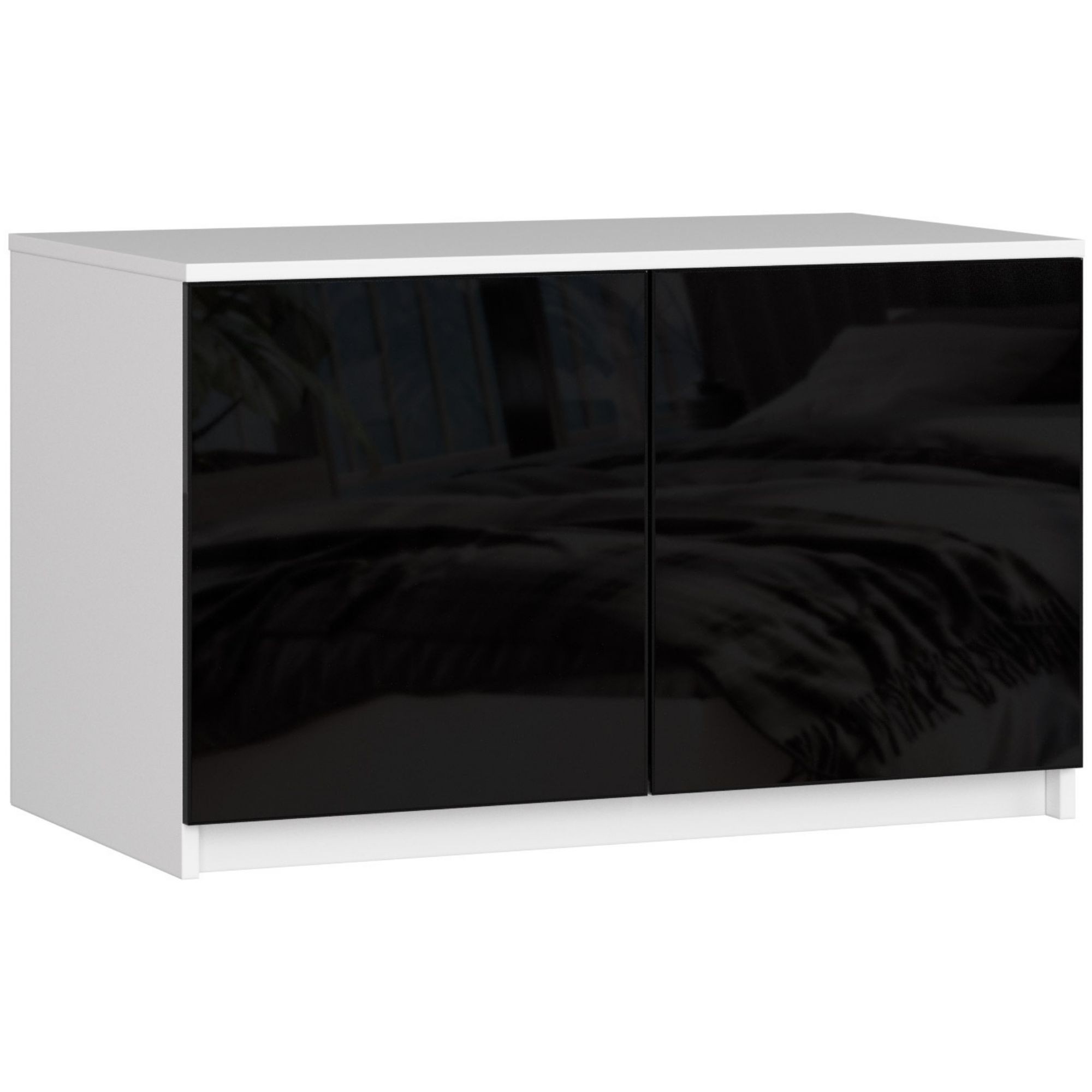 Ak furniture Nástavec na skříň Star 90 cm bílý/černý lesk