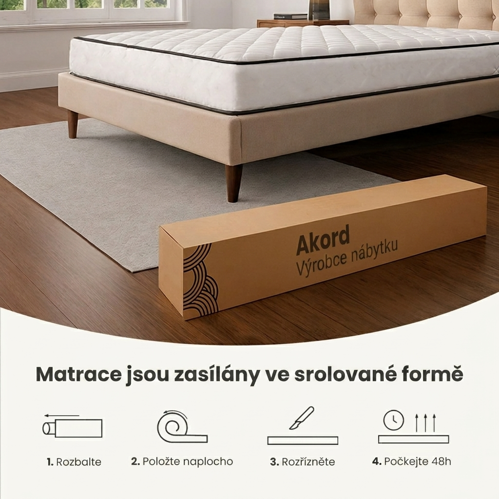 Ak furniture Pružinová matrace s povlakem Wolly 80x200 bílá - Obrázek 2