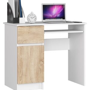 Ak furniture Psací stůl PIKSEL 90 cm bílý/dub sonoma levý