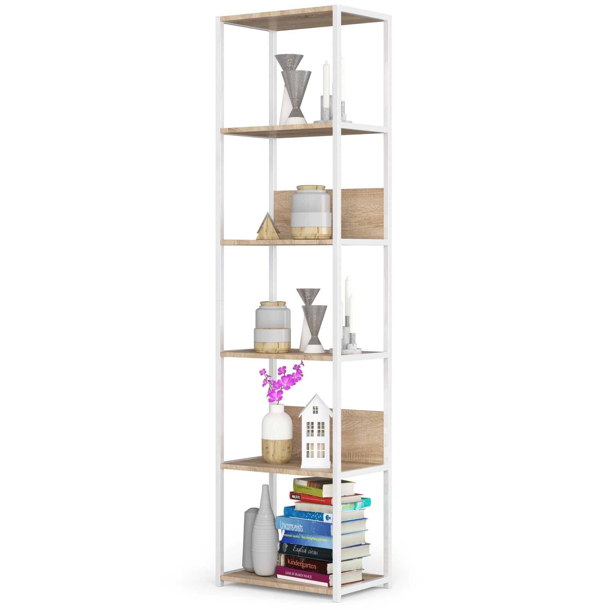 Ak furniture Regál LOFT 50 cm bílý/dub sonoma - Obrázek 2